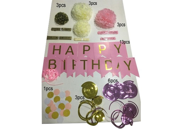 Birthday Party Paper Decorations (Pink Color)