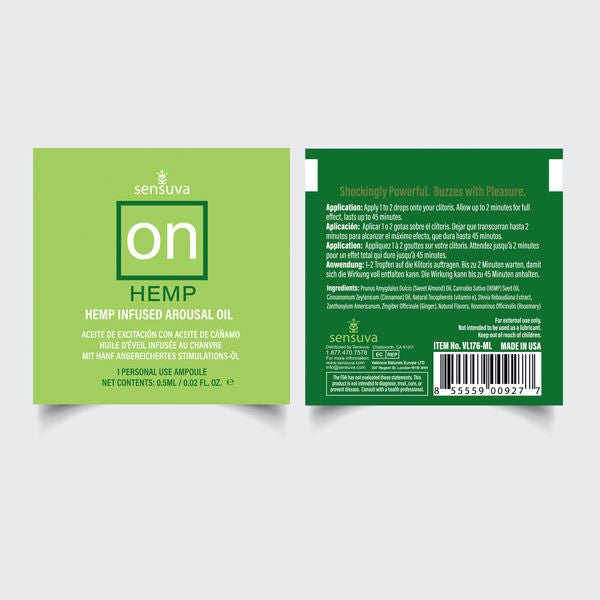 On Hemp Arousal Oil Single Use Ampoule 0.05ml Packet - US Stores