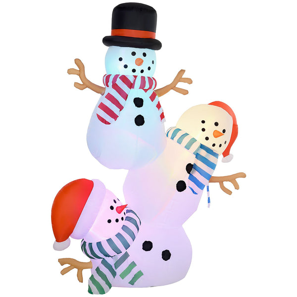 Outsunny 8' Blowups for Christmas, Inflatable Three Stacked Snowmen w/ LED Lights, Outdoor Christmas Display for Party - US Stores