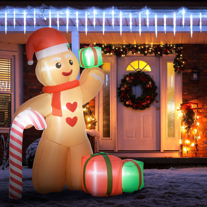 Outsunny 8FT Giant Inflatable Gingerbread Man, Christmas Blow Up Decorations with LED Lights for Indoor, Outdoor, Yard - US Stores