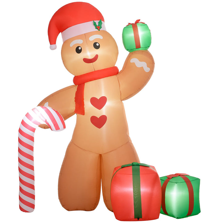 Outsunny 8FT Giant Inflatable Gingerbread Man, Christmas Blow Up Decorations with LED Lights for Indoor, Outdoor, Yard - US Stores