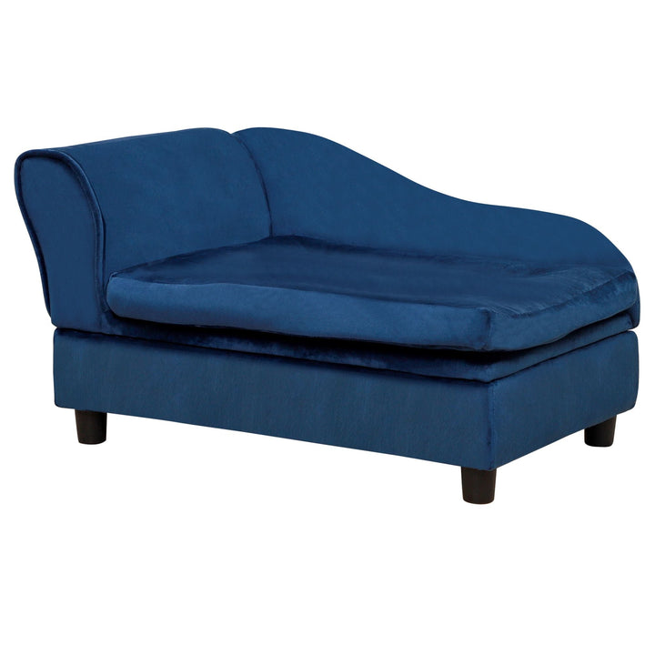 PawHut Pet Sofa Bed with Storage, Cushy Couch for Cats and Small Dogs, Soft Foam Couch, Modern Pet Furniture, Blue - US Stores