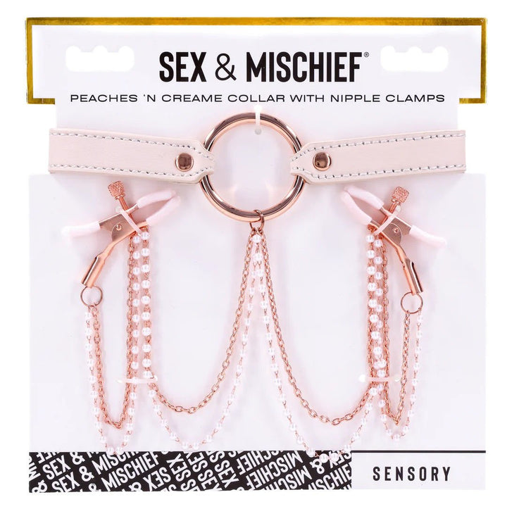 Peaches N Creame Collar With Nipple Clamps - Pink - US Stores