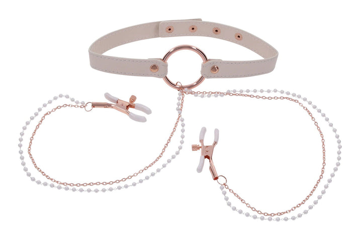 Peaches N Creame Collar With Nipple Clamps - Pink - US Stores