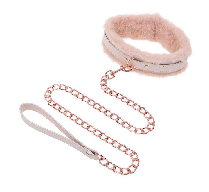 Peaches N Creame Fur Collar and Leash - Pink - US Stores