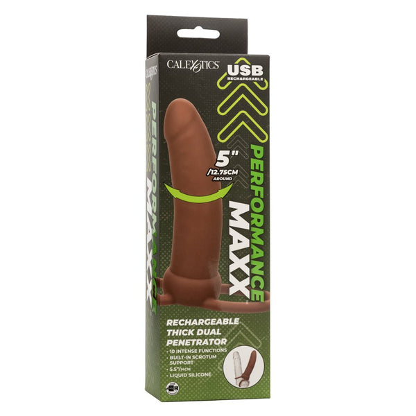 Performance Maxx Rechargeable Thick Dual Penetrator - Brown - US Stores