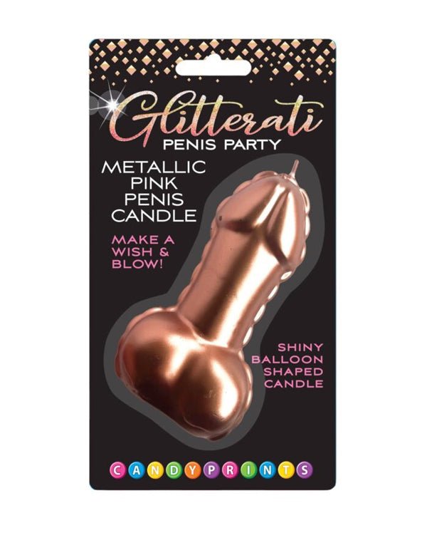 Pink Foil Penis Balloon Candle - Rose Gold - US Stores