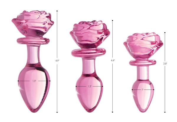 Pink Rose Glass Anal Plug - Small - US Stores