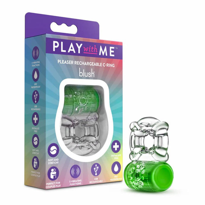 Play With Me Pleaser Rechargeable C - Ring Neon - Green - US Stores
