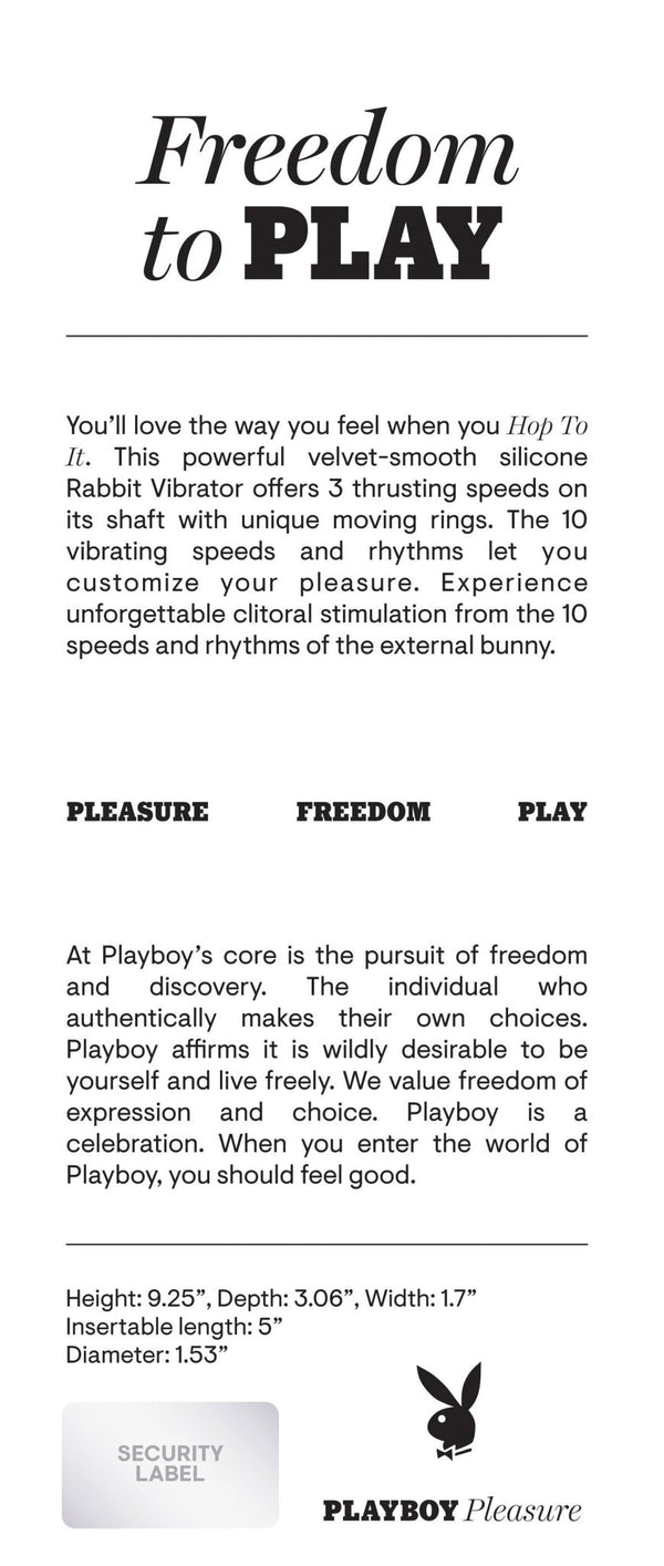Playboy Pleasure - Hop to It - Rabbit Vibrator - Dark Purple - US Stores