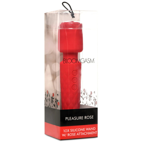 Pleasure Rose 10x Silicone Wand With Rose Attachment - Red - US Stores