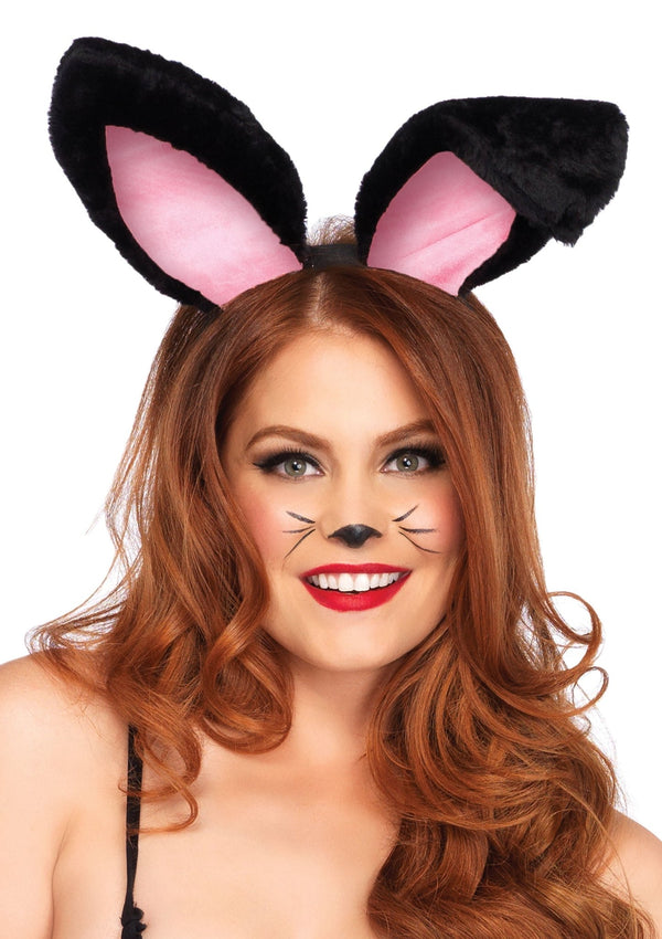 Plush Bunny Rabbit Ears Headband - Black - US Stores