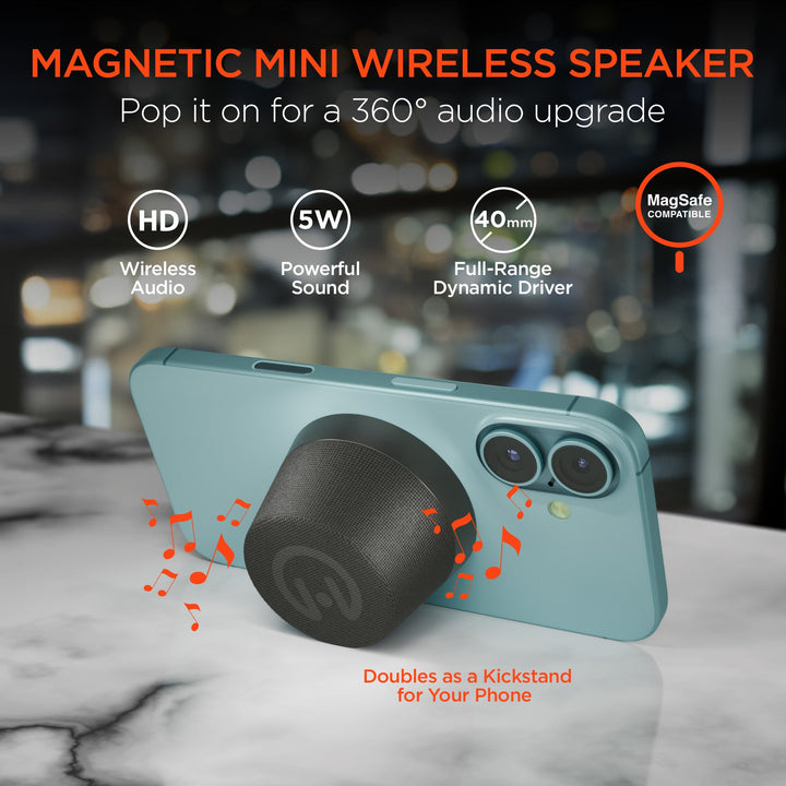 Pocket Popper Magnetic Mini Wireless Speaker | Black - US Stores