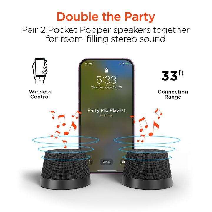 Pocket Popper Magnetic Mini Wireless Speaker | Black - US Stores