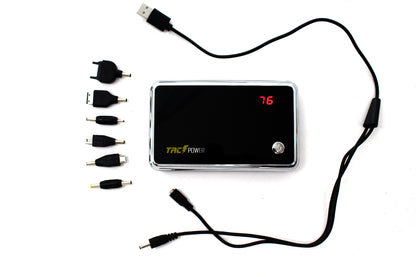 Portable power bank with USB cable and six adapter tips