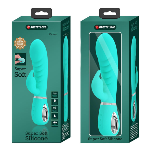 Prescott Super Soft Rabbit Silicone Vibrator - Vibrator - Teal - US Stores