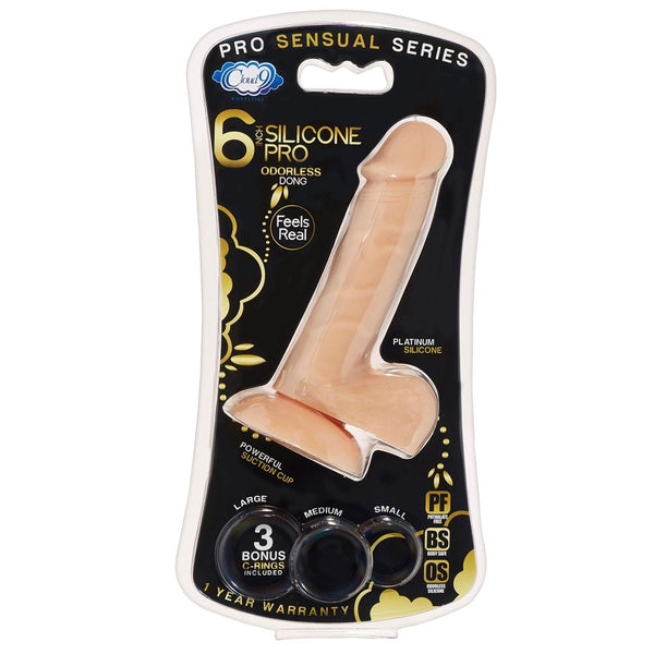 Pro Sensual Premium Silicone 6 Inch Dong With 3 Cockrings - Flesh - US Stores