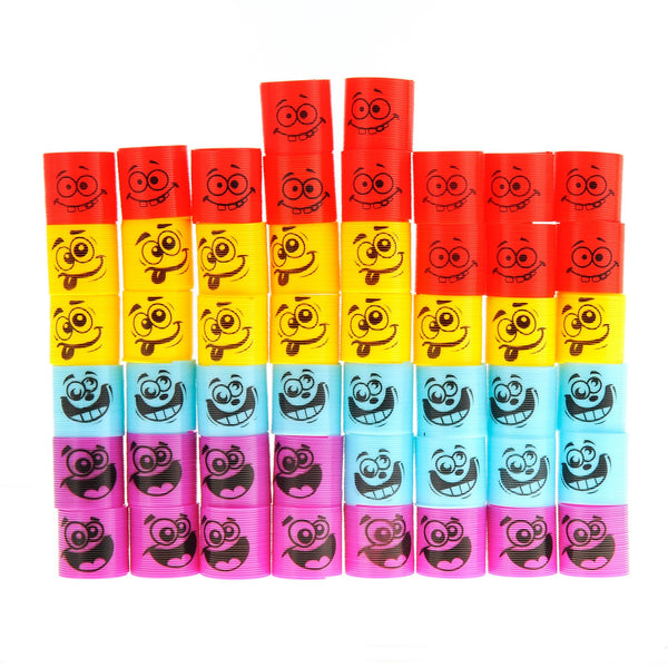 Assorted Emoticon Silly Faces Mini Coil Springs 50 Coils/set