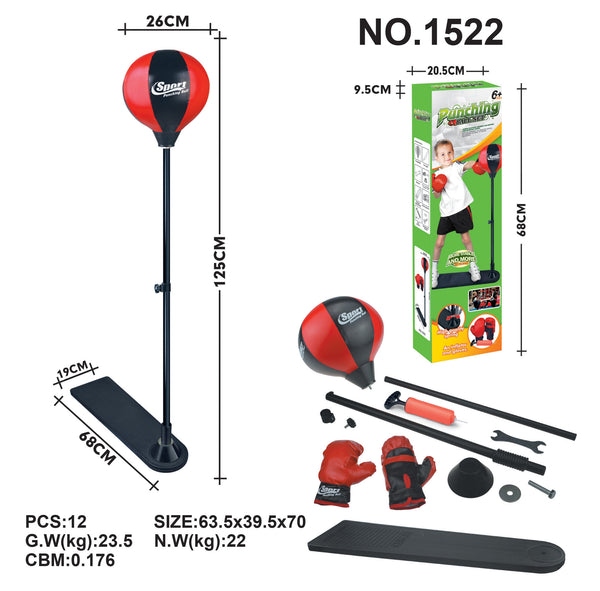 Boxing Punching Bag Set With Gloves, Pump, And Adjustable Stand