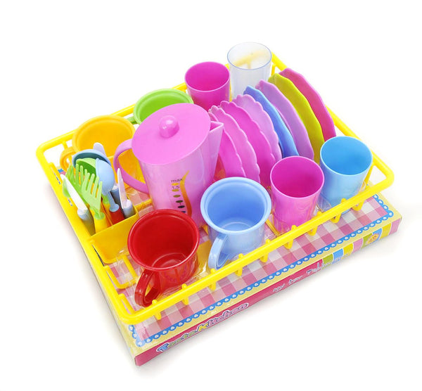 Play Dishes Kitchen Wash and Dry Tea Playset 27pcs