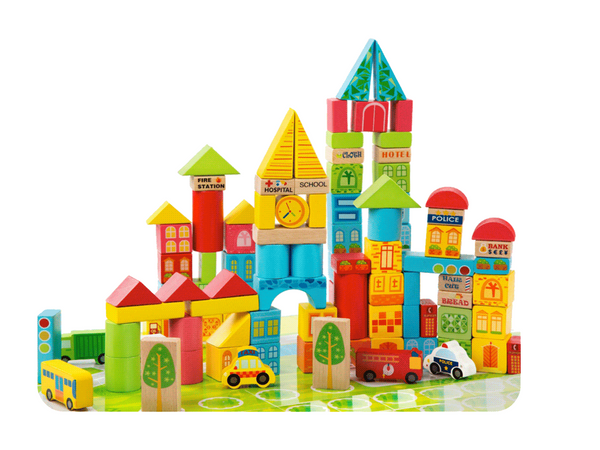 City Transportation Wooden Building Blocks 100 pc