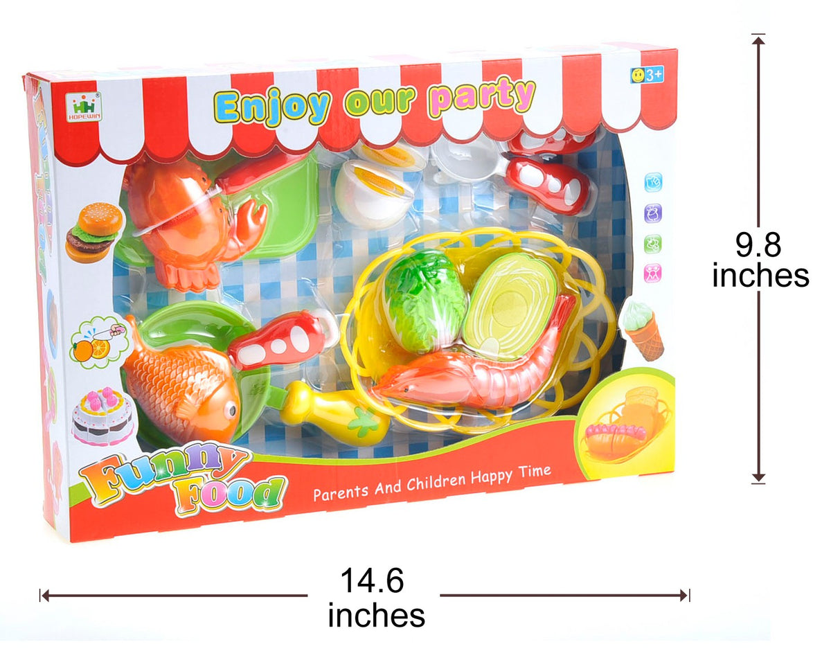 Seafood Cutting Food Playset for Kids – Pretend Cooking Kitchen Toy