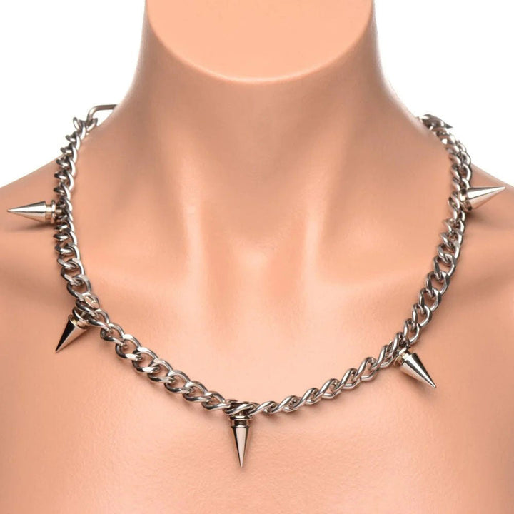 Punk Spiked Necklace Silver - US Stores