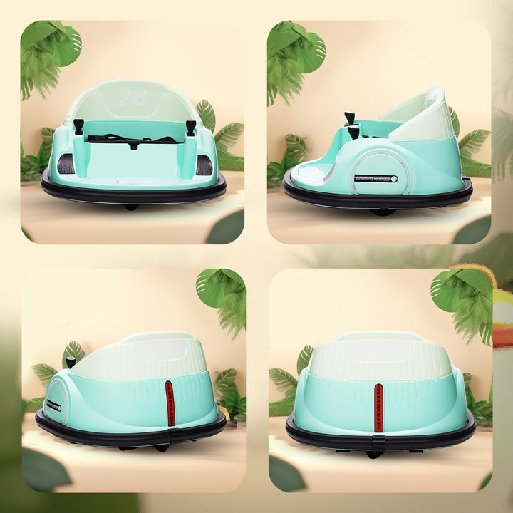 Qaba 12V Electric Ride on Bumper Car for Kids 1.5 - 5 Years Old, Baby Bumper Car with Remote Control, Light Green - US Stores