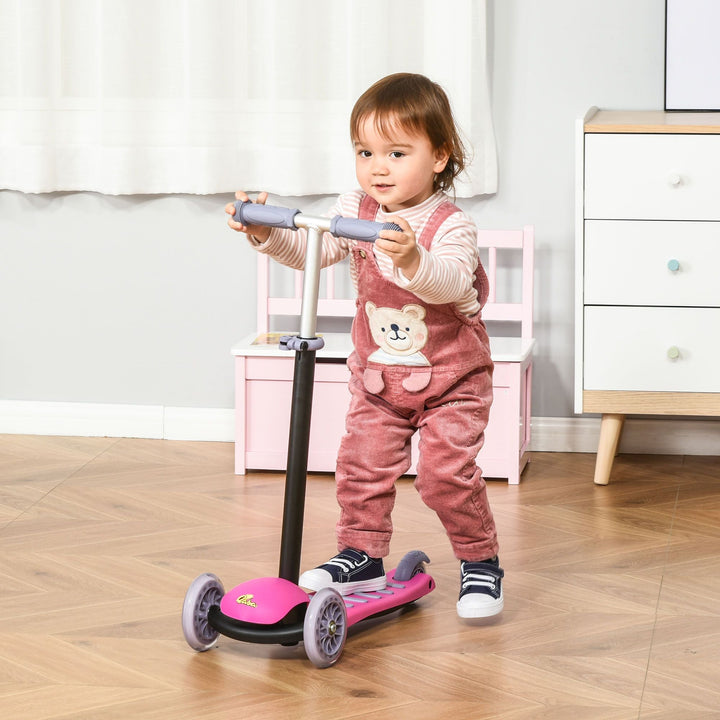 Qaba 3 - in - 1 Kids Scooter Walker Push Car, Pink, Height Adjustable, with Storage, Durable - US Stores