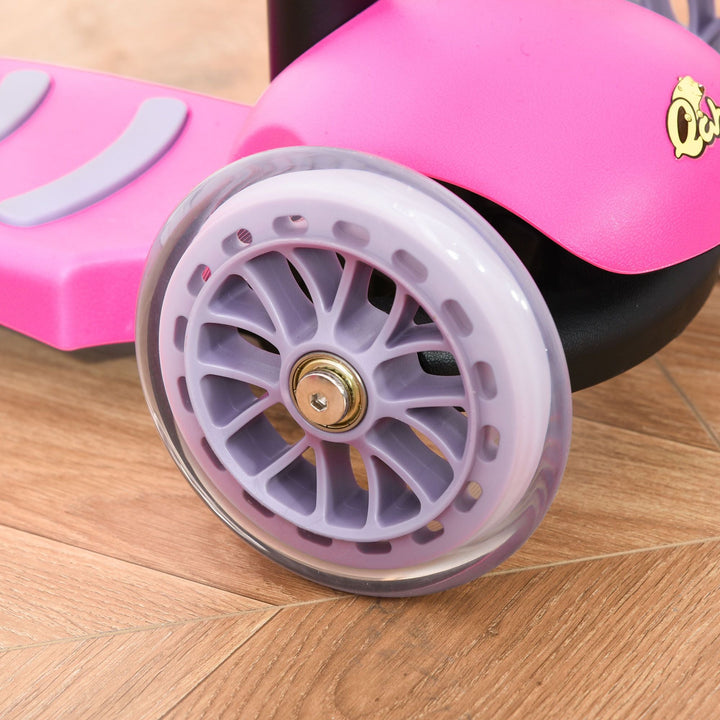 Qaba 3 - in - 1 Kids Scooter Walker Push Car, Pink, Height Adjustable, with Storage, Durable - US Stores