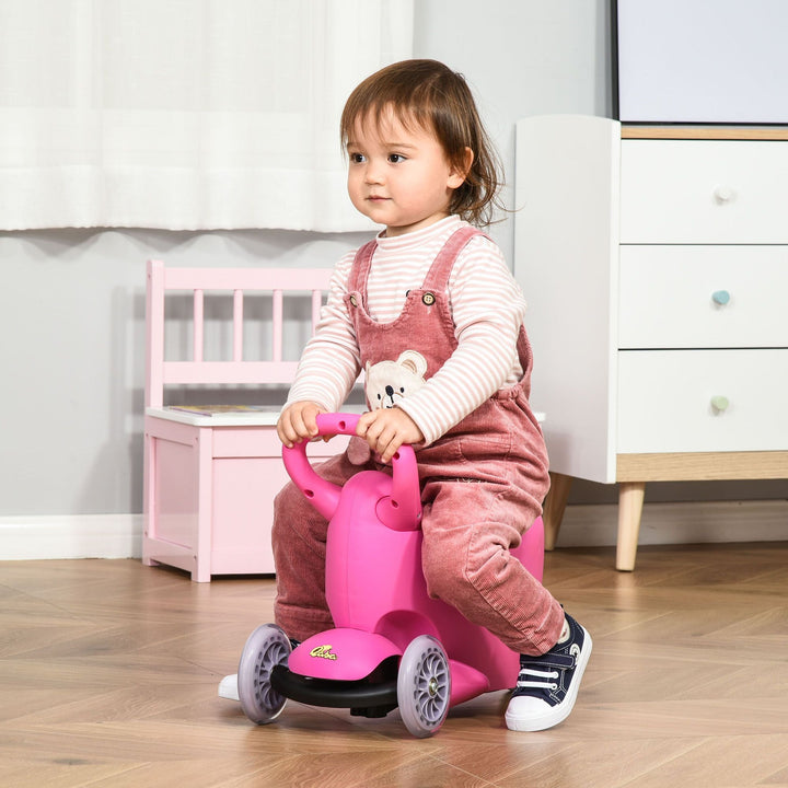 Qaba 3 - in - 1 Kids Scooter Walker Push Car, Pink, Height Adjustable, with Storage, Durable - US Stores