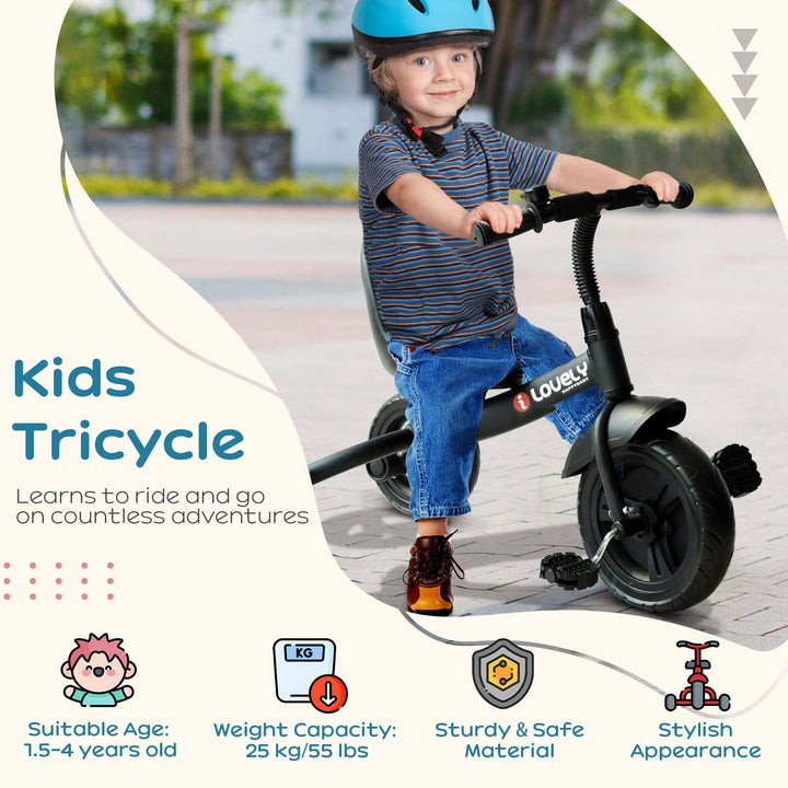 Qaba 3 - Wheel Indoor Outdoor Toddler Tricycle with Bell for Recreation Ride - On Black Aosomcom - US Stores