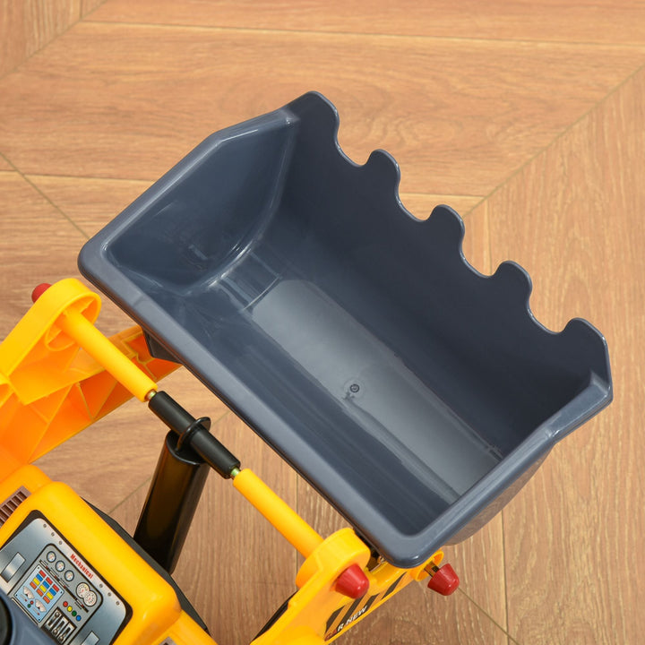 Qaba Bulldozer Ride - On Toy Excavator, Multi - functional with Steering Wheel, Under Seat Storage, Yellow, Ages 2 - 3 - US Stores
