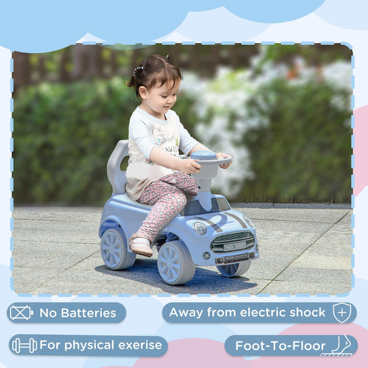 Qaba Foot to Floor Toddler Ride on Toy, Sliding Car w/ Horn, No Tip Anti - Over - Backwards System for 18 - 36 Months, Light Blue - US Stores