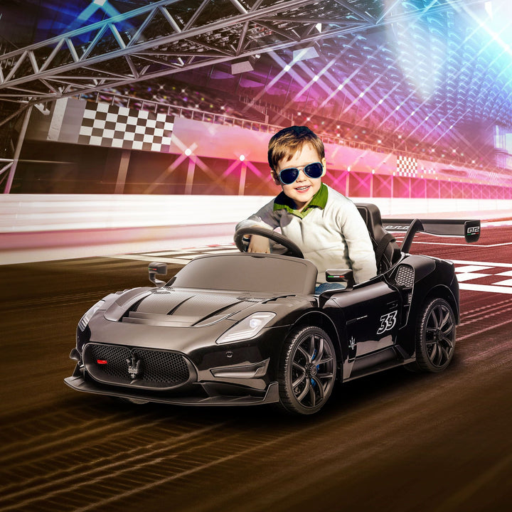 Qaba Maserati GT2 Licensed Ride On Car, 12V 3MPH Battery Powered Electric Car w/ Shock - Absorbers, Auxiliary Wheels, Black - US Stores