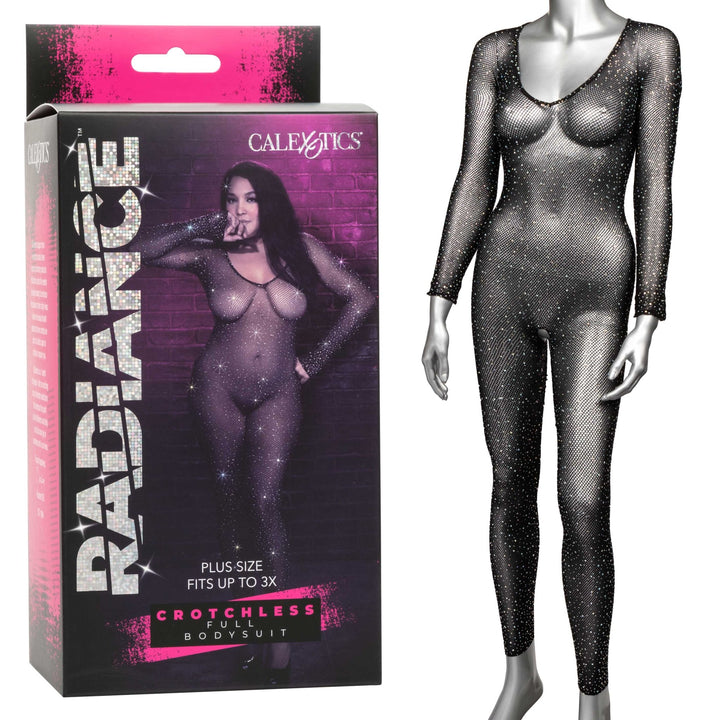 Radiance Crotchless Full Body Suit - Queen - Black - US Stores