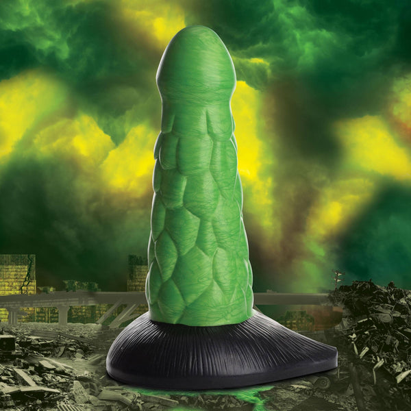 Radioactive Reptile Thick Scaly Silicone Dildo - Green - US Stores