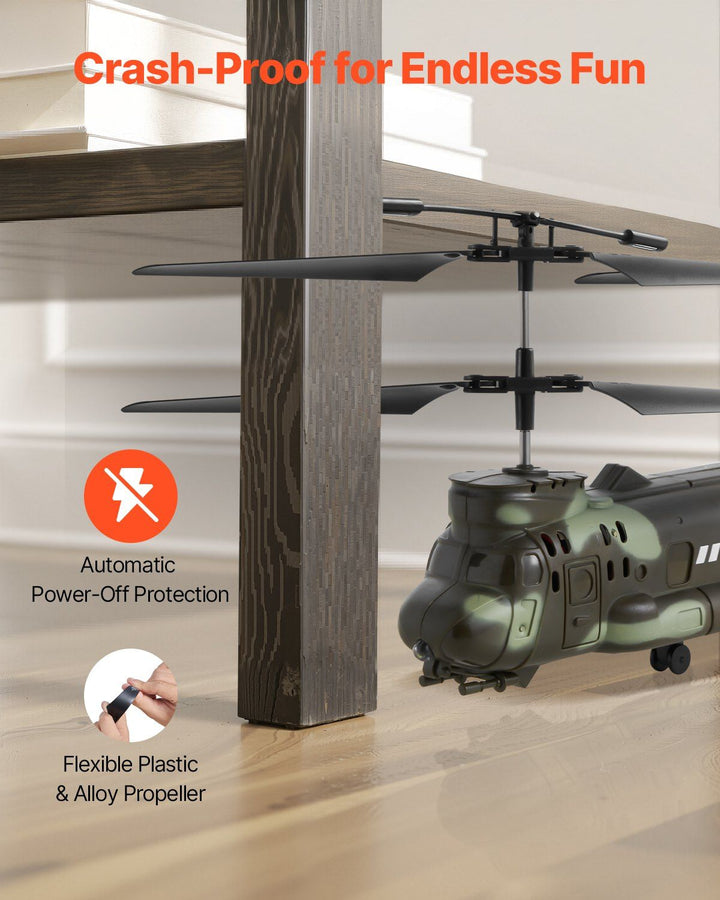 RC Helicopter 3.5 Channel Military Transport Mini Aircraft Toy for Kids Present - US Stores