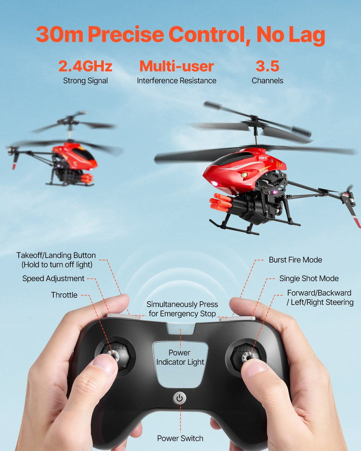 RC Helicopter 3.5 Channel Remote Control Aircraft Toy Shooting Mode Kids Present - US Stores