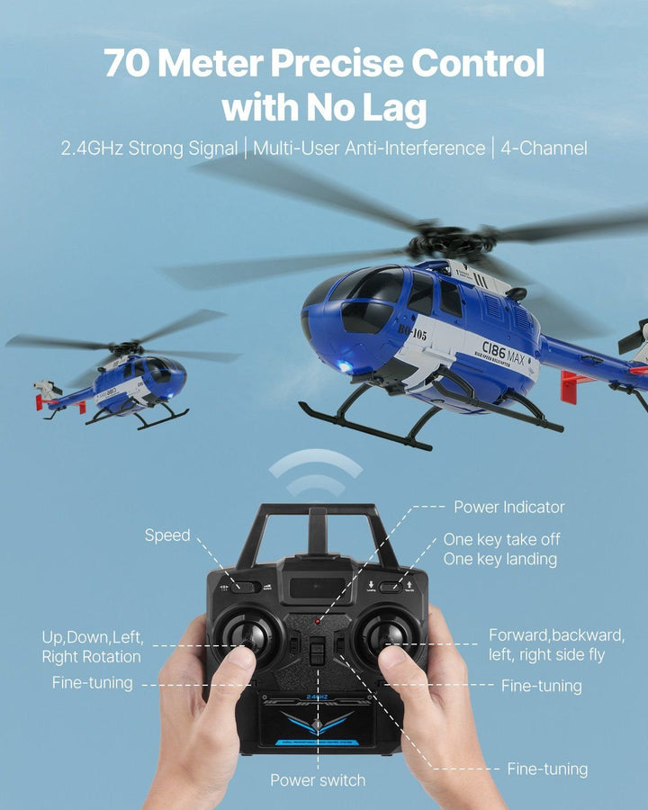 RC Helicopter 4 Channel Remote Control Aircraft Toy 6 - Axis Gyro Kids Present - US Stores