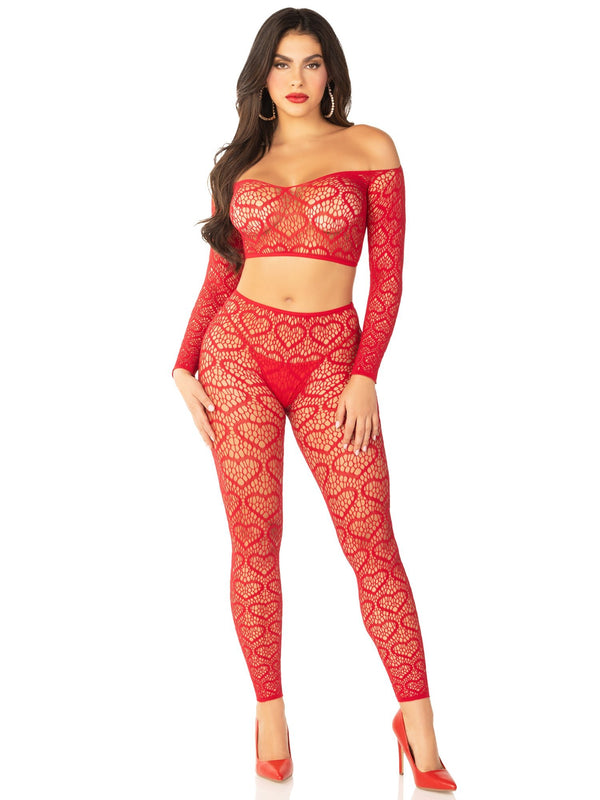 Red 2pc Croptop and Footless Tights - Os Tights - Os - US Stores