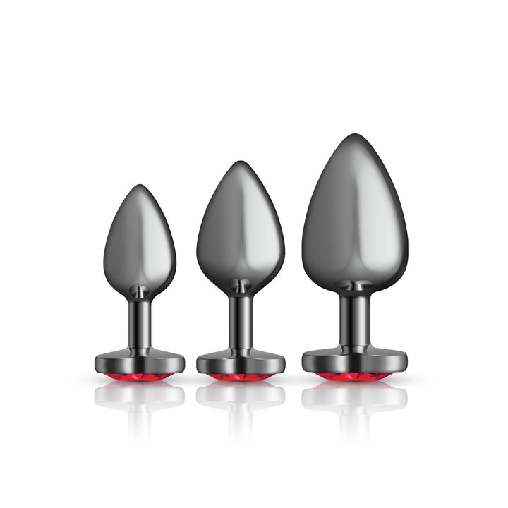 Red Heart Gem Anal Trainer Kit - Gunmetal - US Stores