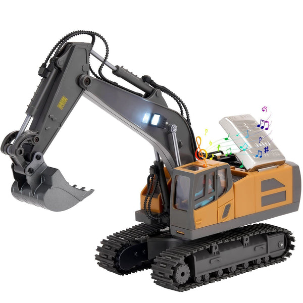 Remote Control Excavator Toy 11 Channel 1:20 Scale RC Excavator Digger for Kids - US Stores