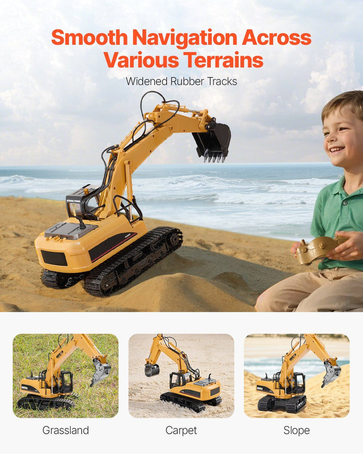 Remote Control Excavator Toy 15 Channel 1:14 Scale RC Excavator Digger for Kids - US Stores