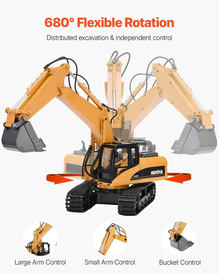 Remote Control Excavator Toy 15 Channel 1:14 Scale RC Excavator Digger for Kids - US Stores