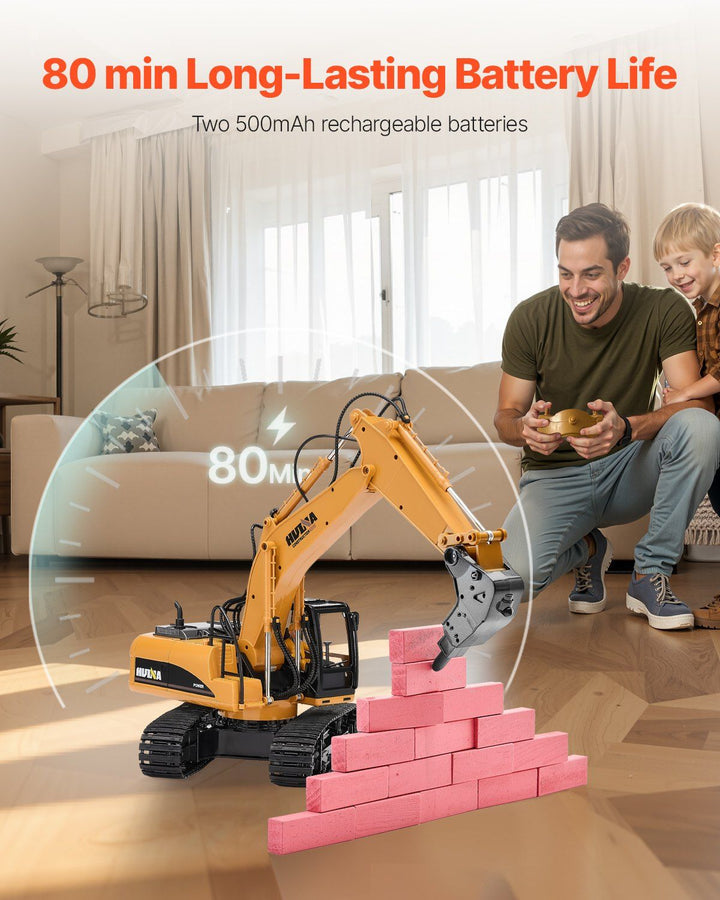Remote Control Excavator Toy 15 Channel 1:14 Scale RC Excavator Digger for Kids - US Stores
