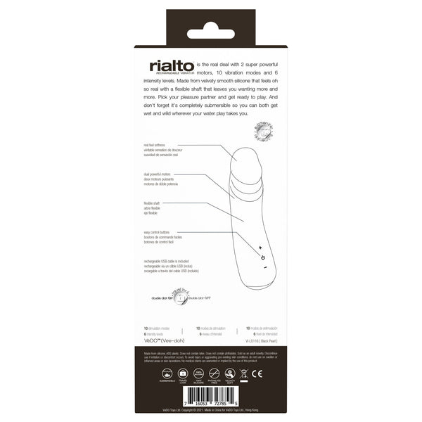 Rialto Rechargeable Vibrator - Black - US Stores