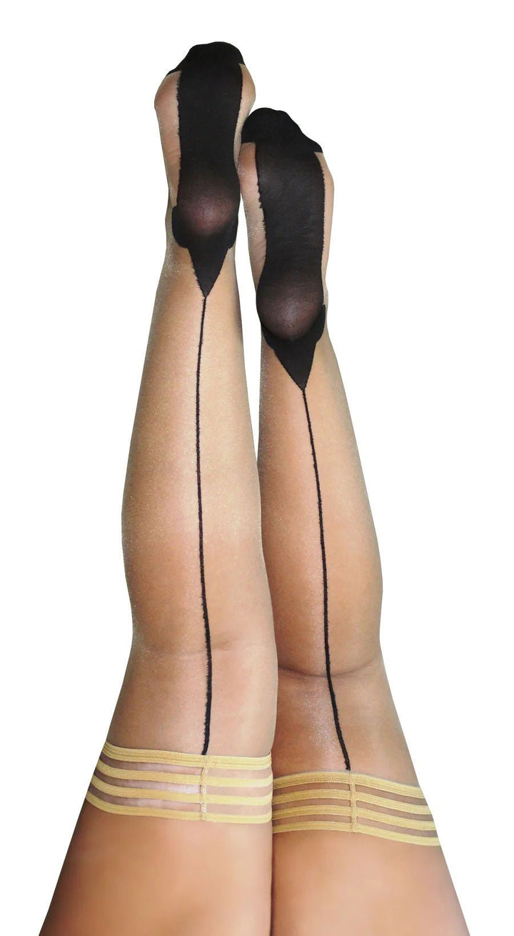 Ruby - Cuban Heel Thigh High - Size D - Nude - US Stores