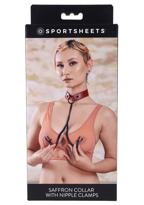 Saffron Collar With Nipple Clamps - Black/red - US Stores