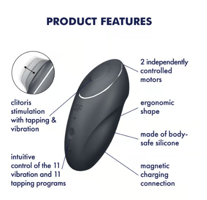 Satisfyer Tap and Climax 1 Vibrator - Grey - US Stores